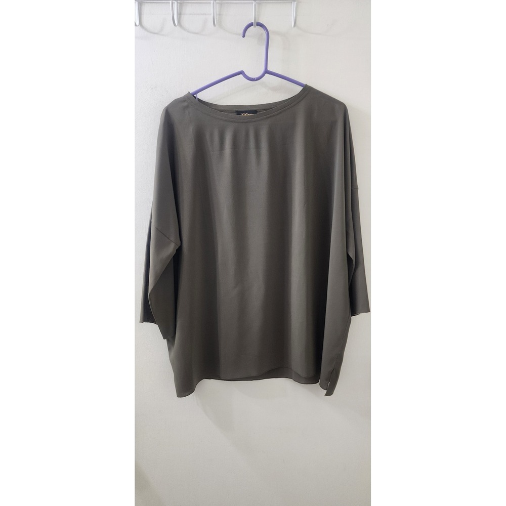 Les Copains Olive Green Batwing Sleeve Oversized Blouse Top IT 48 US XL - Picture 1 of 8